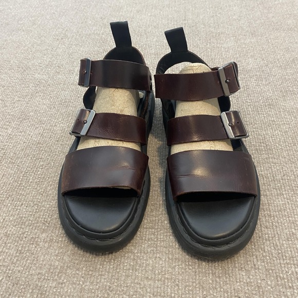 Dr. Martens Gryphon Sandals Mens Size 8 Brown Leather Slide Buckle Gladiator - Picture 4 of 9